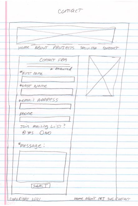 Contact Page Sketch - Desktop View